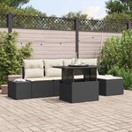 vidaXL Ensemble de canapé de jardin 6 Pièces Noir Poly rotin