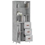 vidaXL Buffet haut Gris béton 69 5x34x180 cm Bois d'ingénierie
