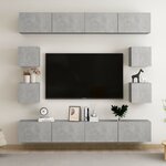 vidaXL Ensemble de meubles TV 8 Pièces Gris béton Bois d'ingénierie