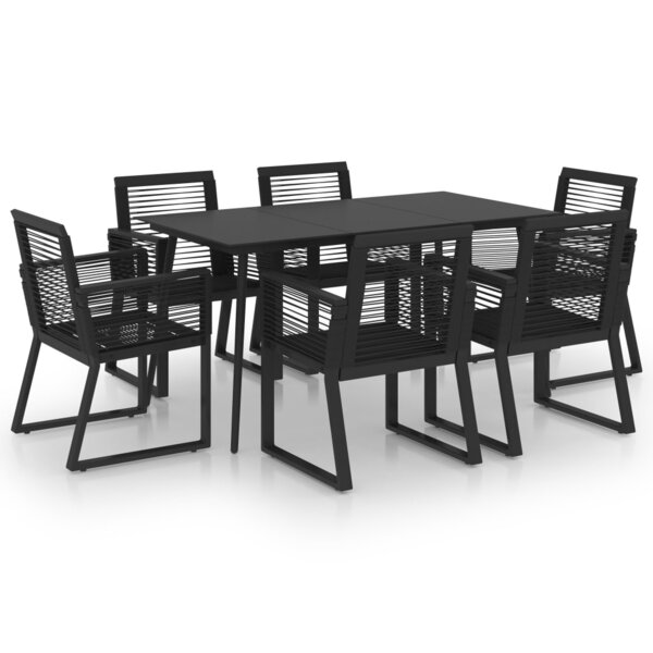 vidaXL Ensemble à dîner d'extérieur 7 Pièces Rotin PVC Noir