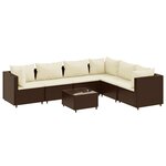 vidaXL Salon de jardin avec coussins 7 Pièces marron résine tressée