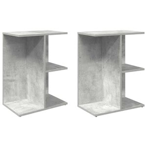 vidaXL Tables de chevet 2 Pièces gris béton 46 5x29x61 cm bois ingénierie