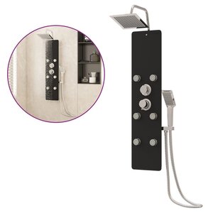 vidaXL Panneau de douche Verre 25x47 5x130 cm Noir