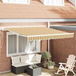 vidaXL Auvent Rétractable Jaune gris et blanc 350 x 250 cm tissu
