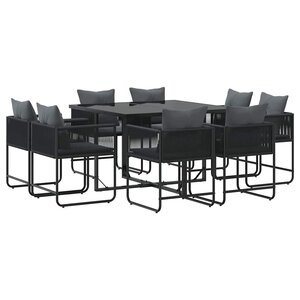 vidaXL Ensemble de salle à manger pour jardin 9 Pièces Noir Acier