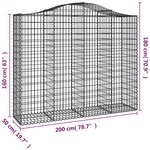 vidaXL Panier de gabions arqué 200x50x160/180 cm Fer galvanisé