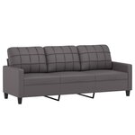 vidaXL Ensemble de canapés 3 Pièces avec coussins gris similicuir