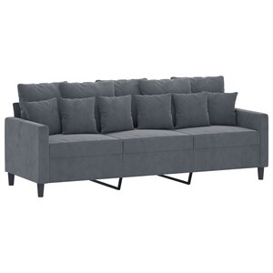 vidaXL Canapé à 3 places Gris foncé 180 cm Velours