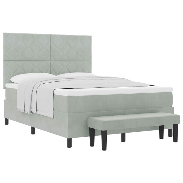 vidaXL Lit à ressorts avec tête de lit Gris clair 200 x 140 cm Velours