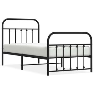 vidaXL Cadre de lit métal sans matelas avec pied de lit noir 90x200 cm