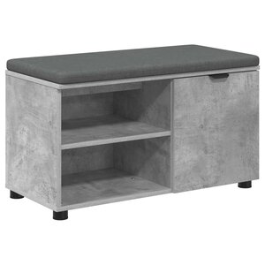 vidaXL Banc d'entrée avec coussin Uni Gris béton 80 x 38 x 46 cm