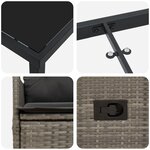 vidaXL Ensemble de Salle à Manger de Jardin 5 Pièces avec Coussins Gris Poly Rattan