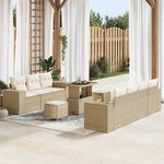 vidaXL Ensemble de canapé de jardin avec coussin 10 Pièces Beige et crème
