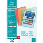 Sachet 10 Pochettes Coin Polypropylène Grainé 12/100e - A4 - Couleurs Assorties - X 10 - Exacompta