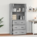 vidaXL Buffet haut Gris béton Bois d'ingénierie