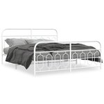 vidaXL Cadre de lit métal sans matelas et pied de lit blanc 180x200 cm