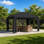 vidaXL Pavillon 4 × 3 m Noir Polyester et Acier 190 gsm