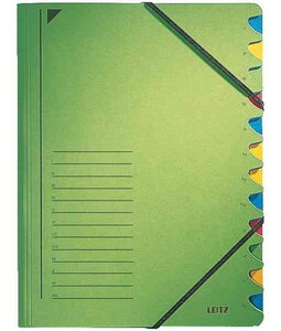 Classeur trieur, format A4, carton, 12 compartiments Vert LEITZ