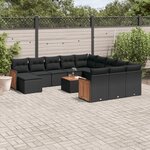 vidaXL Salon de jardin avec coussins 13 Pièces noir résine tressée