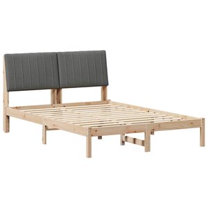 vidaXL Cadre de lit avec tête de lit Marron 135 x 190 cm Pin massif
