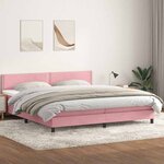 vidaXL Sommier à lattes de lit avec matelas et LED rose 180x210 cm velours