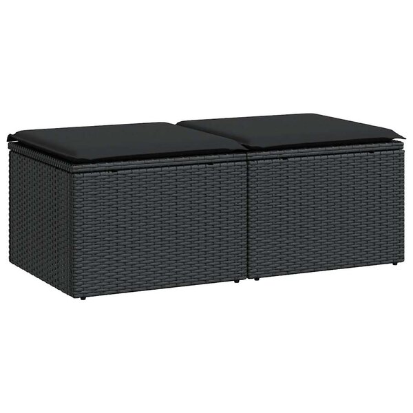 vidaXL Salon de jardin avec coussins 2 Pièces noir résine tressée acacia