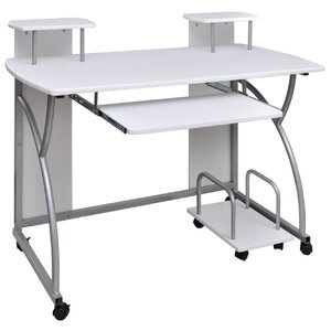 vidaXL Bureau d'ordinateur Blanc 110x52x88 5 cm Bois d’ingénierie