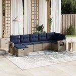 vidaXL Salon de jardin 7 Pièces avec coussins gris résine tressée