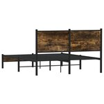 vidaXL Cadre de lit en métal sans matelas chêne fumé 137x190 cm