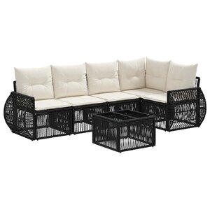 vidaXL Ensemble de canapé de jardin 6 Pièces Noir et blanc crème