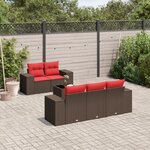vidaXL Salon de jardin 6 Pièces avec coussins marron résine tressée