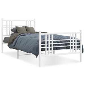 vidaXL Cadre de lit métal sans matelas avec pied de lit blanc 90x200cm