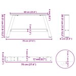 vidaXL Pieds de table basse en forme de A  2 pièces  70 x (30-31) cm  acier