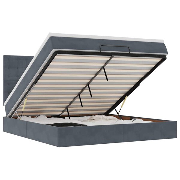 VidaXL Cadre de lit ottoman avec matelas gris foncé 180x200cm velours