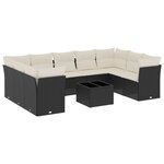 vidaXL Salon de jardin 10 Pièces avec coussins noir résine tressée