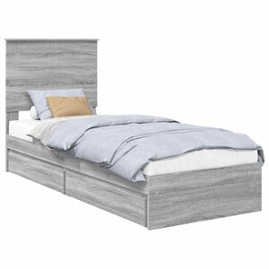 vidaXL Lit de Rangement Gris Sonoma 75 x 190 cm Bois d'ingénierie