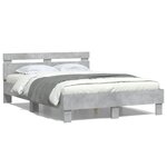 vidaXL Cadre de lit avec LED sans matelas gris béton 120x200 cm