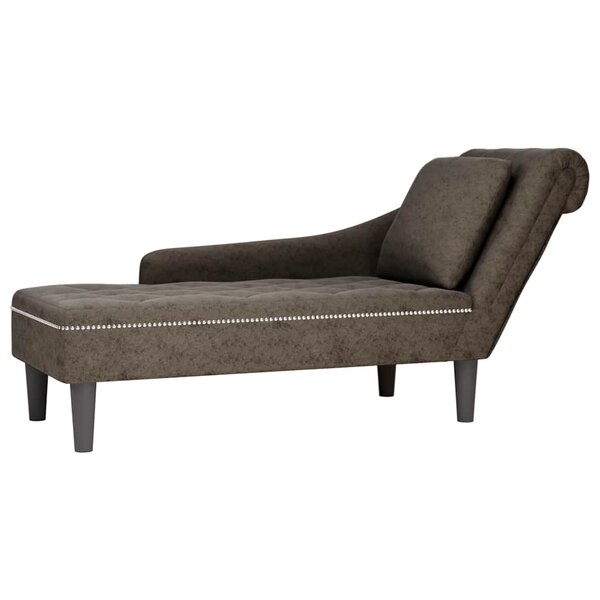vidaXL Fauteuil long et coussin/accoudoir droit gris foncé similicuir