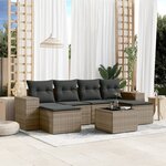 vidaXL Salon de jardin avec coussins 7 Pièces gris résine tressée