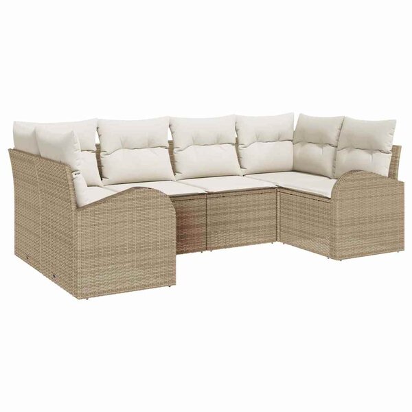 vidaXL Ensemble de canapé de jardin 6 Pièces Beige Poly rotin