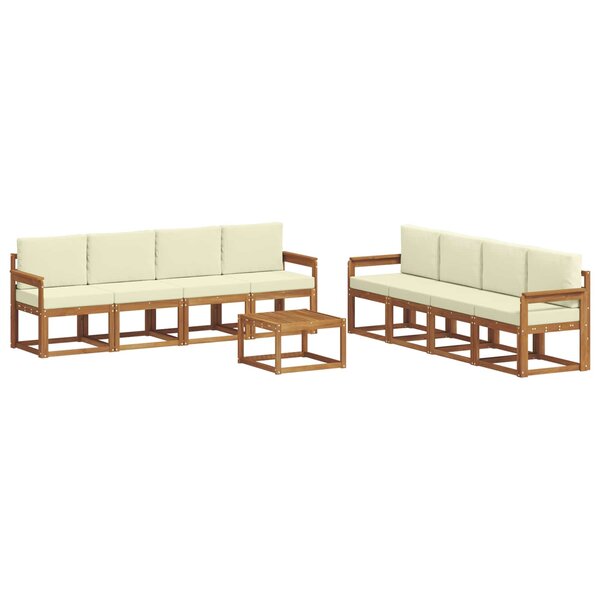 vidaXL Ensemble de canapés d'extérieur 9 pc Naturel et Crème