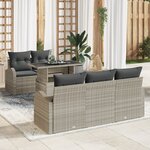 vidaXL Ensemble de Canapés de Jardin de 6 Pièces avec Coussins en Rattan Poly Gris Clair