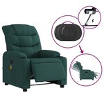 vidaXL Fauteuil de massage inclinable électrique Vert foncé Tissu