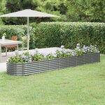 vidaXL Lit surélevé de jardin Acier galvanisé 368x80x36 cm gris