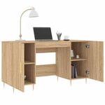 Bureau table poste de travail meuble d'ordinateur informatique étude chêne sonoma 140 x 50 x 75 cm bois d'ingénierie brun 02_0023652
