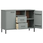 vidaXL Buffet avec pieds en métal Gris 113x40x77 cm Bois massif OSLO