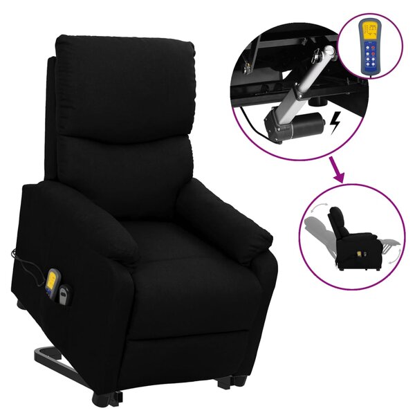 Vidaxl fauteuil releveur inclinable de massage noir tissu