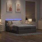vidaXL Lit ottoman avec matelas et LED taupe 140x200 cm tissu