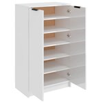 vidaXL Meuble chaussures Blanc brillant 59x35x100 cm Bois d'ingénierie