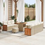 vidaXL Canapé de jardin 10 pièces avec coussins beige en rotin et acacia